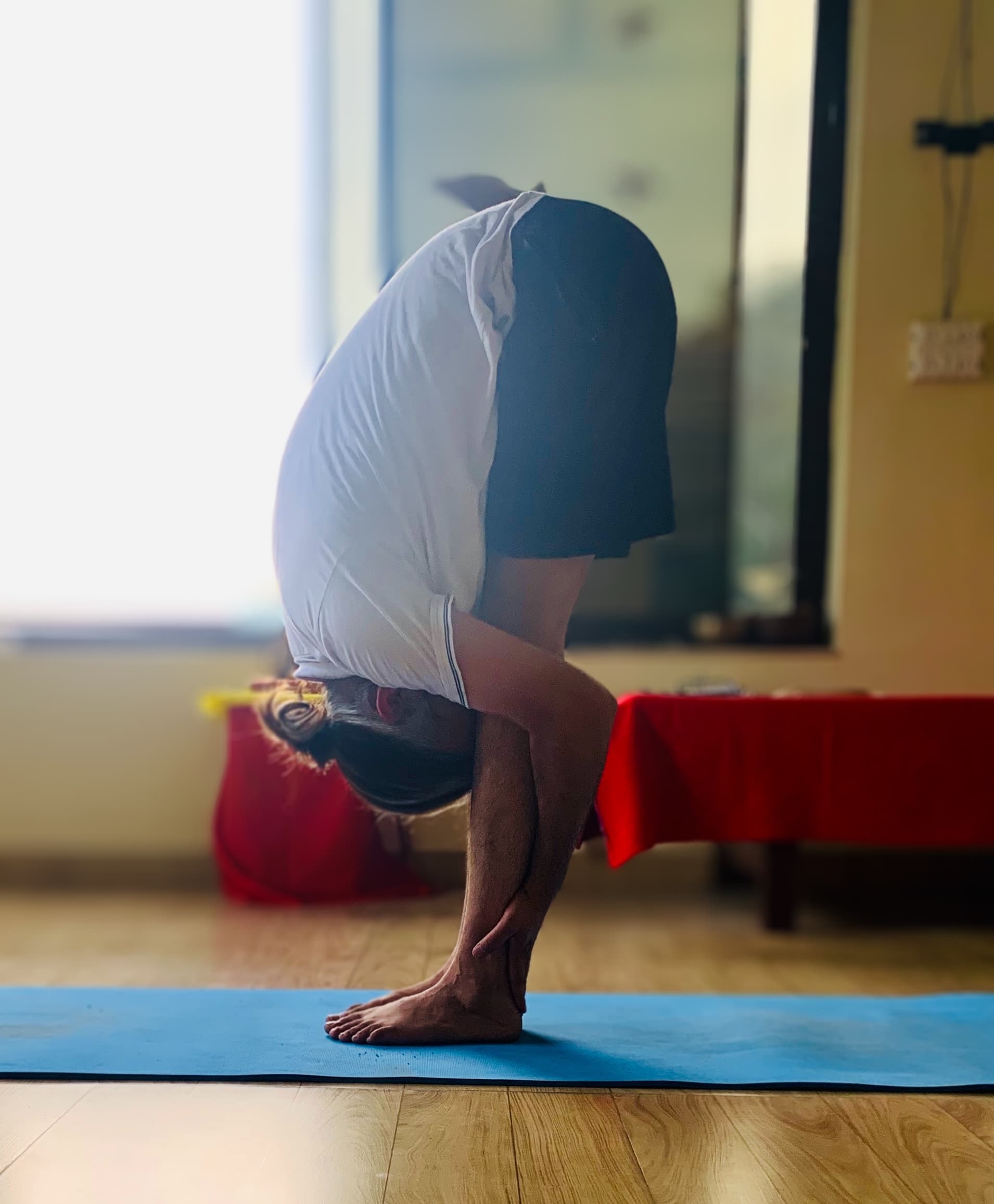 Community yoga practice outdoors
