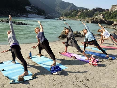 Yoga teacher training practice at Jeevmoksha Yoga Gurukul, Rishikesh